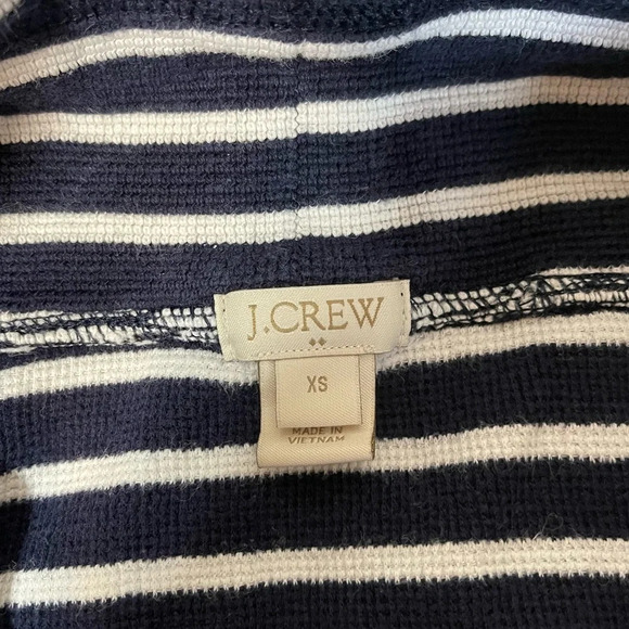 J. Crew Factory Navy Blue & White Striped Cowl Neck Sweatshirt Xsmall Women’s - Picture 10 of 11